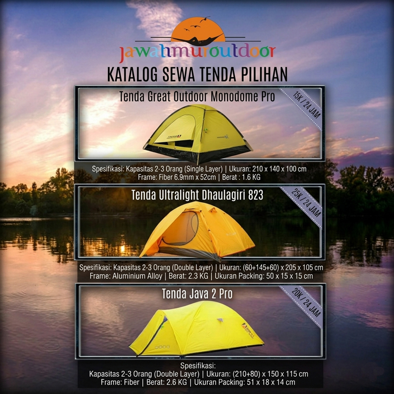 Rekomendasi Sewa Tenda Camping 2–3 Orang Murah di Malang – Jawa Timur Outdoor (Mulai 15RB)
