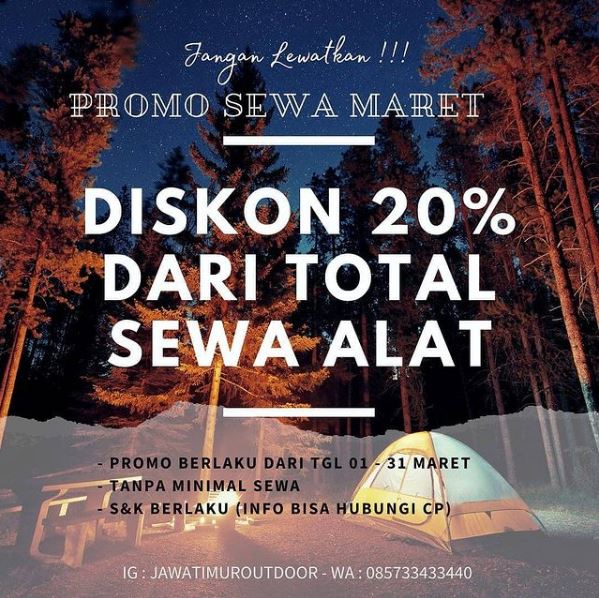 DISKON 20% DARI TOTAL SEWA ALAT MARET 2021